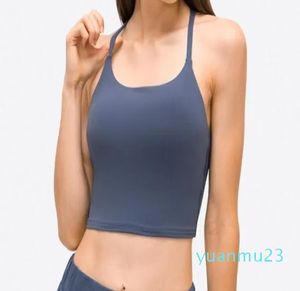 Frauen Y-form Dünne Träger Yoga Tops Training Outfit Weste Fitness Tank Sexy Unterwäsche Mit Abnehmbarer Brust Pad Dame halb Slin