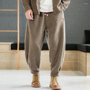 Men's Pants 2023 Winter Casual Embroidered Plush Thickened Sweatpants Fashion Dstring Warm Brand Wool