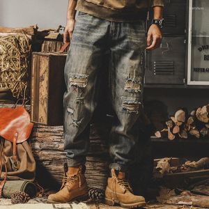 Men's Pants Men Spring Pockets Denim Fashion Ripped Hole Straight Trousers Casual Mens Mid Waist Loose Long Streetwear