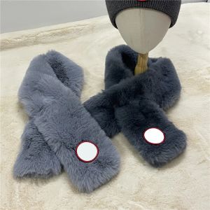 Winter Warm Thicken Scarfs for Women Solid Color Faux Rabbit Fur Plush Cross Collar Scarf Shawl Elegant Warm Soft Neck Scarf
