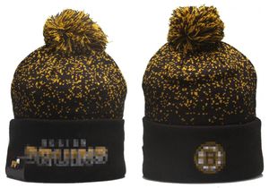 Homens malha algemado pom boston gorros bruins chapéus esporte malha chapéu listrado lateral lã quente beanies boné para mulher