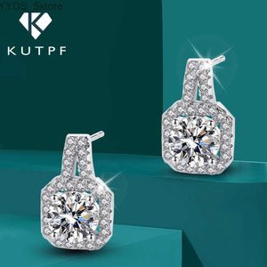 Stud Kutpf moda 1 Karat Square Moissanite Diamond Coldings for Women 925 Srebrne Studs Ears Fine Jewelry YQ231107