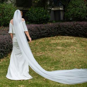 billige echte Fotos 3m oder 2 m Weiß/Elfenbein Hochzeit Schleier einschichtiger langer Brautschleiftschleib