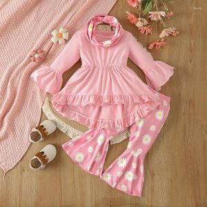 Kleidungssets Kleinkinder Schlaghosen Outfits Langarm Rüschen Tunika Kleid Tops Flare Leggings Kinder Baby Mädchen Herbst Winter Kleidung