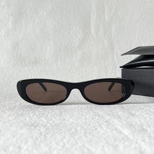 Óculos de sol preto acetato quadro fino retângulo para mulheres moda marrom lentes sol vidro uv400 com caixa