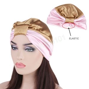 Kobiety elastyczne satynowe turbanowe włosy okładka kobiety muzułmańskie jedwabisty czapki głowicy damski śpiący kapelusz kobieta indyjska kapelusz turbante mujer