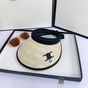 Damskie daszki puste górne czapki projektant osłona przeciwsłoneczna męski słomkowy kapelusz moda Casquette letnie kapelusze plażowe damskie daszki luksusy czapka 2304073D