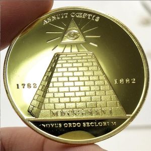 Arts and Crafts Faith Coin Free stonemason Gold Silver Coin Freemasonry Eye Coin Pyramid Coin