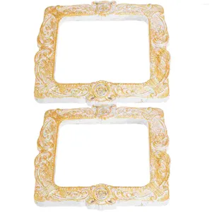 Frames 2 Pcs Mini Picture Frame Ornament Pictures Vintage Resin Small Gold