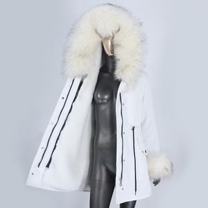 Women's Trench Coats Furyourself 2023 Ecofur Faux Fur Parkas Hooded Waterproof Coat Long Parka Winter Jacket Women Detachable Thick Warm