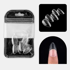 Kit per nail art 5 set 120 pezzi / borsa Unghie finte trasparenti senza soluzione di continuità Copertura completa Adesivo corto a forma di T con goccia d'acqua quadrato