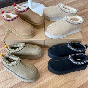 Scarpe firmate Stivali australiani Stivali invernali da donna firmati Tasman Tazz Pantofole Stivali da neve invernali Suola spessa Slip-on Ultra Mini Stivali con plateau Pelliccia in vera pelle