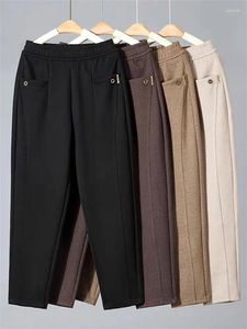 Calças femininas senhoras de lã harem outono inverno elástico-cintura tornozelo comprimento feminino solto em linha reta mulheres sweatpants