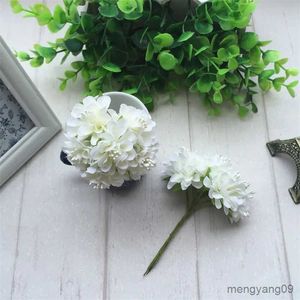 Weihnachtsdekorationen, 6 Stück, Seidenstaubblätter, künstliche Blumen, Blumenstrauß, Hochzeit, Party, Dekoration, DIY, handgefertigt, Kranz, Geschenk, Scrapbooking, Handwerk, gefälschte Blumen, R231107