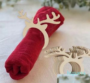 Дизайнерские маски Рождественские держатели для колец для салфеток Рождественское украшение стола для дома Деревянный рог оленя Ткань Год Navidad Декор Noe Dhtci