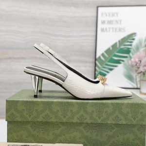 Eleganta slingbacks kvinnor 5,5 cm hög häl klänningskor klassisk fyrkantig tå lyxdesigner skor casual stenmönster ankel rem spännen sandaler