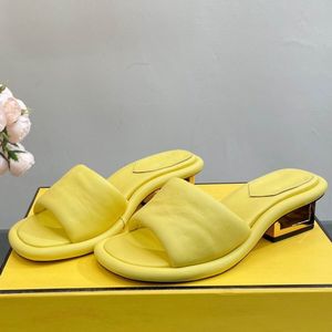 Baguette Mules Slippers Slides Sandals heeled chunky block heels open-toe shoes women's luxury designers leather outsole pretty evening shoes factory footwear