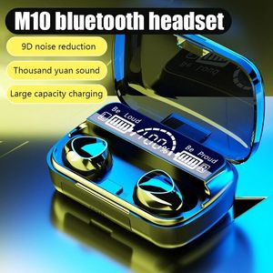 M10 Tws Fones de ouvido sem fio Bluetooth Fones de ouvido à prova d'água LED Dispay Headset Hi-Fi Stereo Arbuds Para Iphone Android Phone