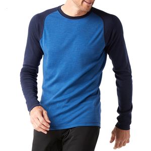 T-shirt maschile 100% Merino Merino Maglietta a manica lunga Shirt di lana inferiore 200 gsm salici traspirabile e resistente agli odori 230407