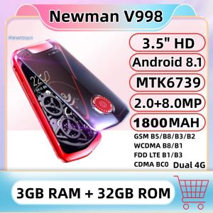 Newman V998 Dual 4G Flip Smartphone 3GB RAM 32GB ROM 3.5" Quad Core Android 7.0 8.0MP 1800mAh Transparent Clamshell Mobile Phone