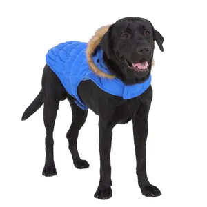 Dog Hoodie Jacket, Outdoor Warm Dog Winter Coats, Dog Clothes Lätt vattentät husdjur Down Jacka Cold Weather Dog Vest Apparel For Dog, Blue