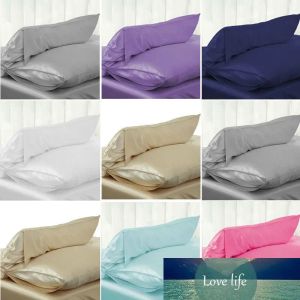 Solid Queen/Standard Silk Satin Pillow fodral Bäddskudde Smidigt hem