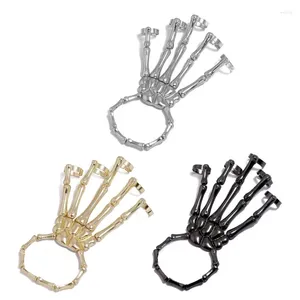 Charm Armbänder S Gothic Schädel Armband mit Ring übertrieben Skelett Punk Geist Klaue Schmuck Finger festlich Cosplay