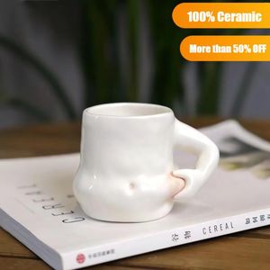 Mugs Hand Pinch Belly Mug Kawaii Coffee Cups Ceramic Human Bodyshape Pot Cup Personality Cute Water Birthday Gifts