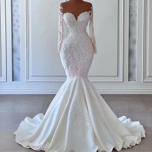 Dubai plus storlek Mermaid Wed Dress Chapel Train Sweetheart Crystal Vestido de Novia Diamond Appliqued Beach Boho Bridal Wedding Downs Custom Made 403