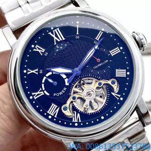 Men luksus zegarek ze stali nierdzewnej Tourbillon pięć szwów Wszystkie tarcze robią markę 46 mm automatyczne mechaniczne zegarek stalowy wózek moda moda