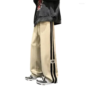 Calças masculinas 2023 lado listrado veludo baggy homens streetwear moda coreana casual hip hop vintage carga calças soltas corredores