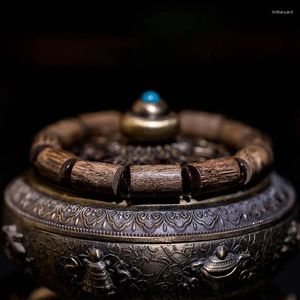 Комплект ожерелья и сережек из натурального Вьетнама, агарового дерева Huian, браслет на нитке, деревянные бусины Будды, одинарный круг, бусина-ведро из старого материала
