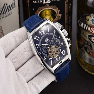 Franck Wristwatches for Men 2023 New Mens Watches Tourbillon Five Stitches 자동 기계식 시계 최고 럭셔리 브랜드 가죽 벨트 남성 패션 Montre de Luxe Type