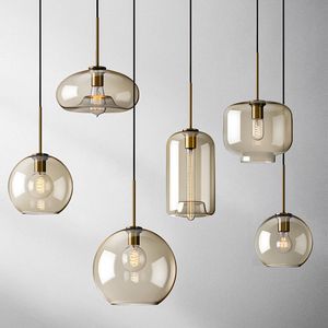 Nordic Modern Hanging Loft Glasglanz Pendelleuchte Industriedekor Leuchten E27 / E26 für Küche Restaurant Lampe