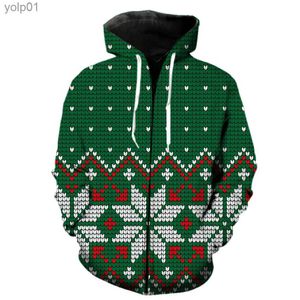 Herrhuvtröjor Sweatshirs Christmas Style Men's Zipper Hoodie With Hood Jackets Tops Overdimensionerade roliga 3D -tryckta tonåringar Long SLE 2022 Hot Sale Fashionl231107