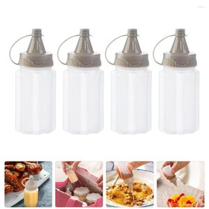 Dinnerware Sets 4 Pcs Barbecue Seasoning Bottle Squirt Condiment Bottles Portable Jam Squeeze Clear Salad Containers Sauce Squeezing Kitchen