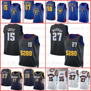 27 15 Nikola Jamal Murray Jokic Basketball-Trikot Michael Porter Jr. Carmelo Anthony Aaron Gordon Dikembe Mutombo 2024 2023 City Blue Retro