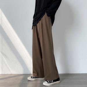 Mäns byxor Herrens casual breda bendräkt Pants Lossa raka byxor Spring/Summer Solid Color Overized Bottom Vintage Men's Clothing 230407