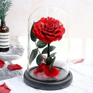 Decorative Flowers Eternal Preserved Roses In Glass Dome Forever Flower For Christmas Wedding Favor Mothers Valentine Day Gift Women