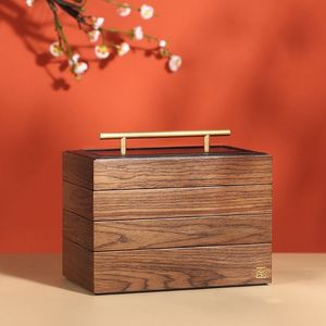 Smyckesinställningar Luxury Big Wood Box 3 Lager Organisator Lagring Fodral örhänge Ringhalsband Gift Smyckesaskista Boxar 230407