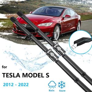 Windshield Wipers For Tesla Model S 2012~2022 Front Wiper Blades Brushes Cutter Accessories LHD RHD Window Windshield Rubber Universal 28+ 18 Q231107