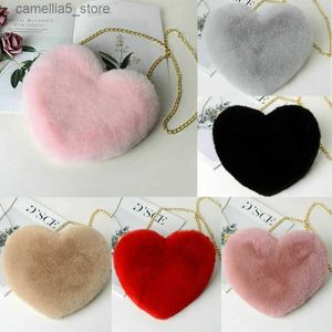 Backpacks 2021 New Princess Kids Girls Plush Purses 16 Colors Love Shoulder Hairy Bag Valentine Day Gift Heart-shaped Bag Coin Purses Hot Q231108