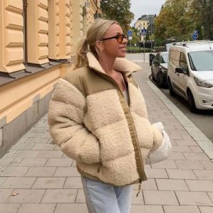 Mulheres jaquetas de lã de inverno jaqueta feminina falso shearling outerwear casacos feminino camurça casaco masculino quente engrossado cordeiro puffer