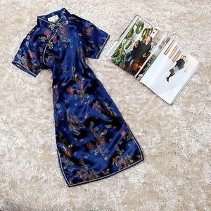 Ethnic Clothing Summer Short Sleeve Women Qipao Chinese Style Mandarin Collar Cheongsam Elegant Light Purple Vestidos PLUS 5XL 6XL