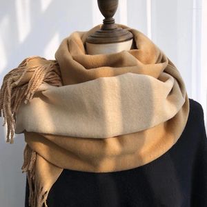 Lenços de alta qualidade cashmere cachecol mulheres inverno reversível cor sólida longo grosso xale quente elegante pashmina viscose
