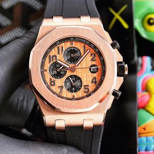 Mens Watch Automatic Mechanical Designer Watches 42mm Sapphire Business Wristwatch Octagonal Pull Sand Steel Shell Rubber Strap Montre de Luxe