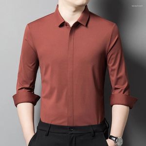 Camicie casual da uomo Uomo Business Bianco Grigio Blu Nero Verde Rosso Viola Top da ufficio quotidiano Uomo con stile Abbigliamento estetico OOTD Wear