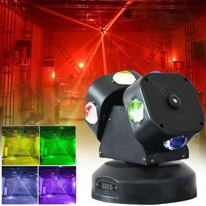 Luzes de cabeça móvel Novo 120W LED 2 cabeças Fenghuo Wheel Moving Headlight Mini DMX RGB Laser Light DJ Disco Stage Casamento Música Festa Bar Stage Light Q231107