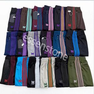 Mens jogging Designer Pants Needles Butterfly Embroidery Velvet Pants Side Stripes Breasted Retro Casual Trousers Fashion Sweatpants joggers