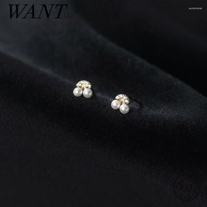 Stud Earrings WANTME 925 Sterling Silver Fashion Cute Fruit Cherry Chic CZ Zircon Small Student Children Piercing Party Jewelry